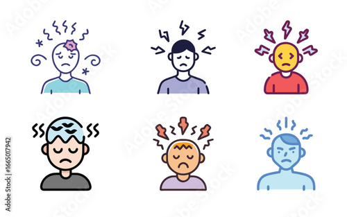 Anxiety icon set banner