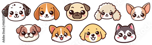 Cute Dogs Faces Vector Set – Cartoon Clipart for Kids & Stickers