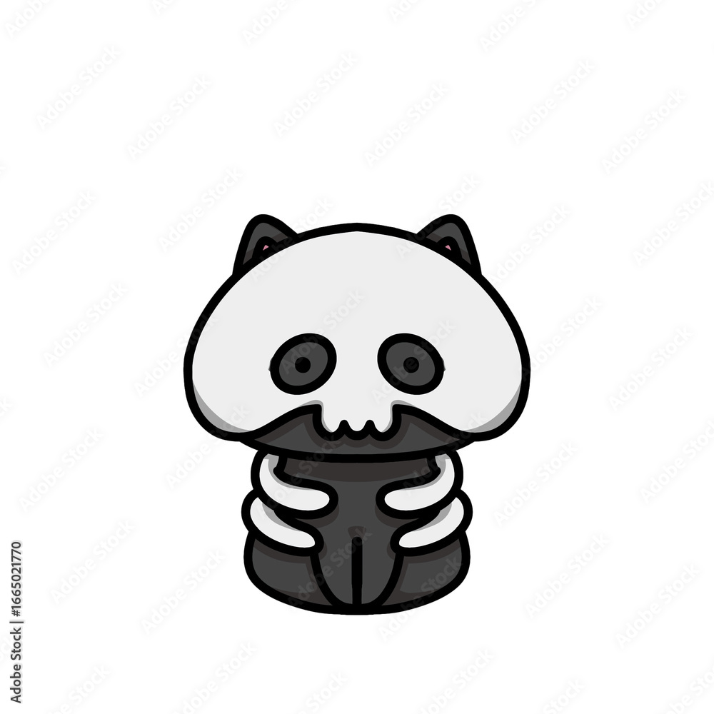 Obraz premium [Halloween Edition] Skeleton - Black cat