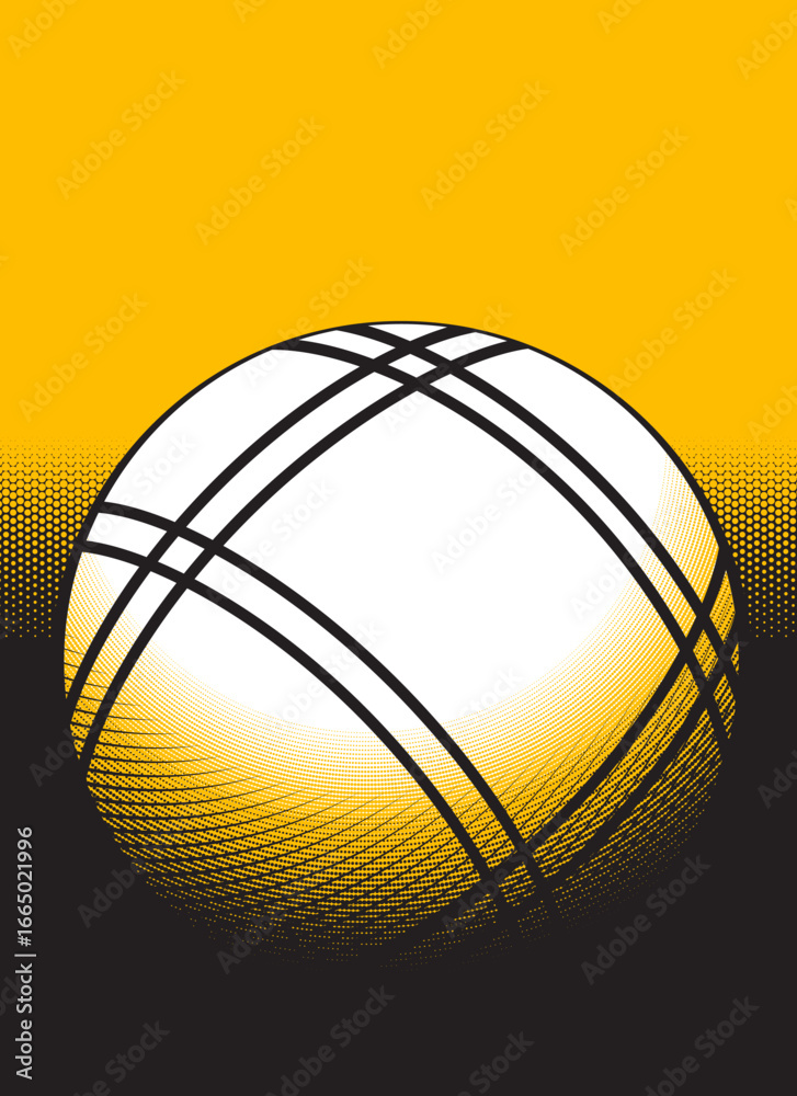 Fototapeta premium Abstract petanque ball on yellow and black background. Sport concept