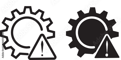 ofvs639 Outline Filled Vector Sign ofvs - gear - process disruption vector icon . operational process failure . isolated transparent .
