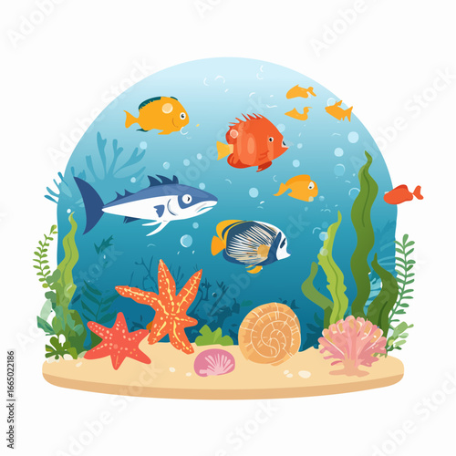 undersea world with different inhabitants vector icon design, wildlife Scenery symbol