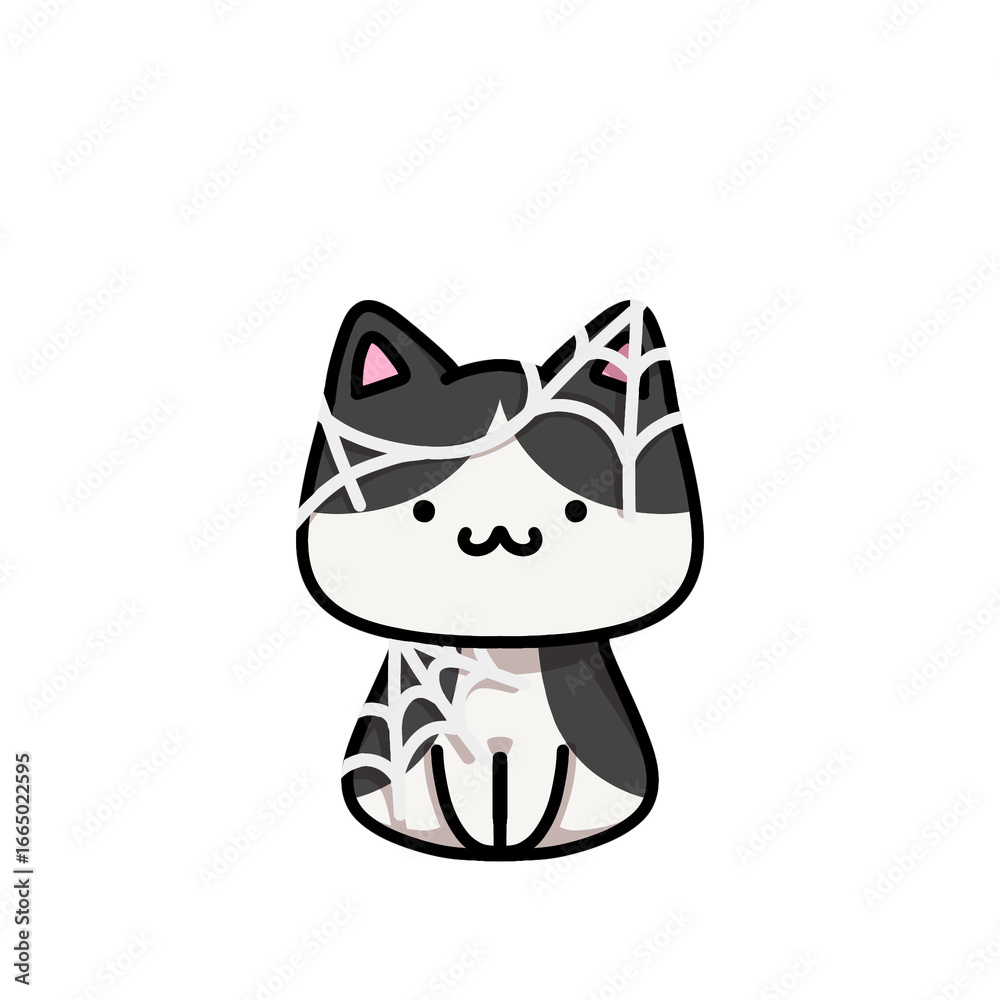 Fototapeta premium [Halloween Edition] Web - Tuxedo cat
