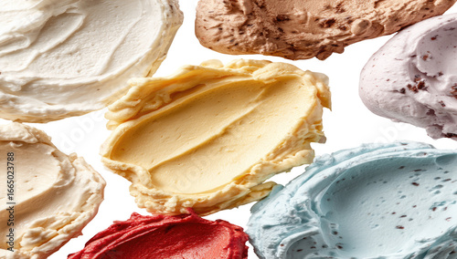 Close-up of assorted ice cream scoops