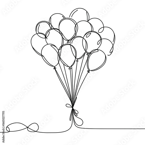 New Year balloons bundle in minimalist line art style  