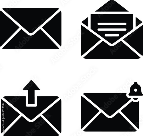 Envelopes representing communication and messaging are displayed against a plain backdrop, symbolizing digital correspondence and notification systems in a minimalist style.