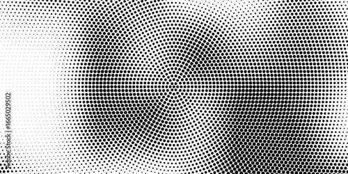 Monochrome Dots Background. Fade Texture. Vintage Pop-art Backdrop. Grunge Black and White Overlay. Vector illustration