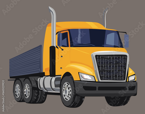 A striking illustration of a powerful yellow semi-truck, representing the backbone of modern logistics and freight transportation