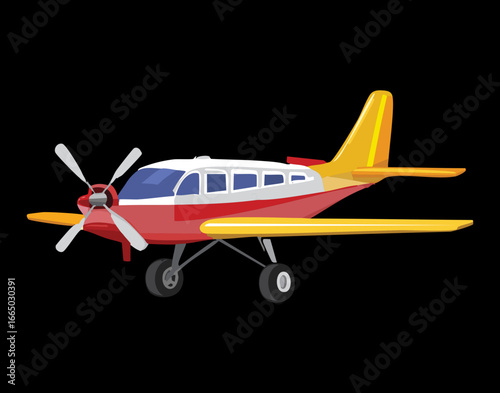 A minimalist vector art of a bright red single-propeller plane, perfect for illustrating the concept of air travel and personal freedom