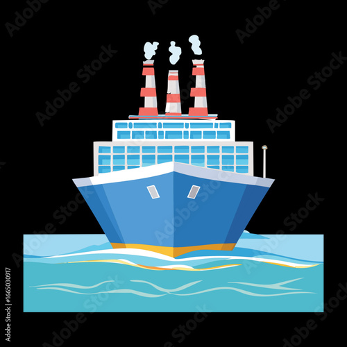 A cruise ship on the ocean, a clean and elegant illustration of a large passenger vessel for sea travel
