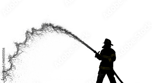 Vector art of fire rescue heroes battling flames with strength and water