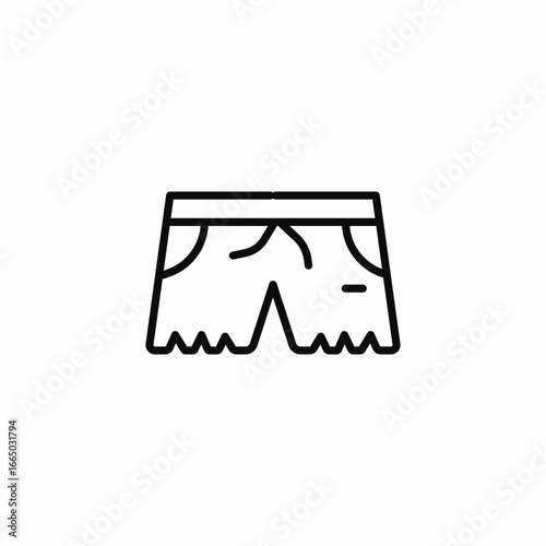 frayed denim shorts icon sign vector