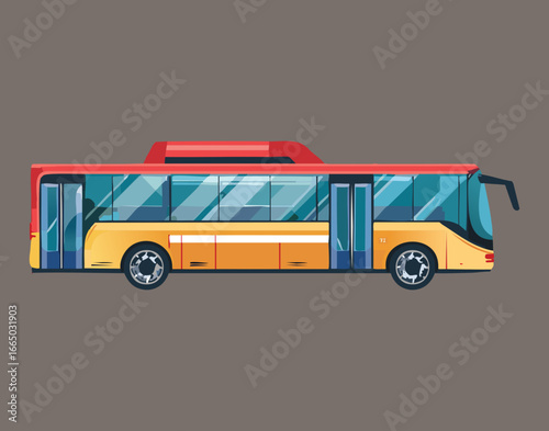 A yellow and orange city bus, a clean and professional illustration of public transport for urban themes
