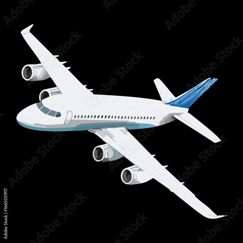 A passenger jet flying, a simple and professional illustration of a modern aircraft for travel themes
