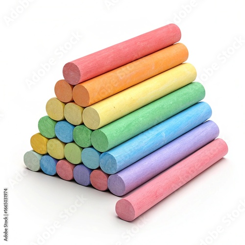 colored chalk on white background