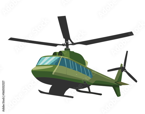 A military helicopter flying forward, a professional and realistic illustration of a modern combat aircraft
