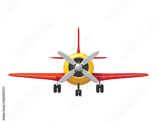 Front view of a vintage biplane at night, a dramatic illustration of a classic aircraft
