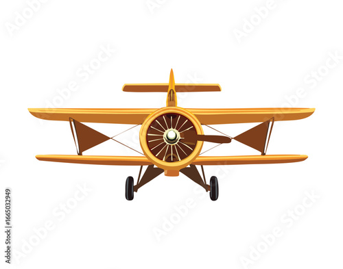 A classic biplane with a large propeller, a detailed and timeless illustration of a vintage aircraft
