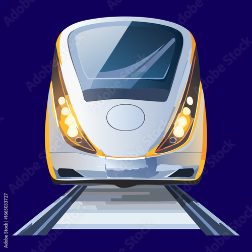 Front view of a sleek modern high-speed bullet train, a clean and futuristic illustration of fast and efficient travel
