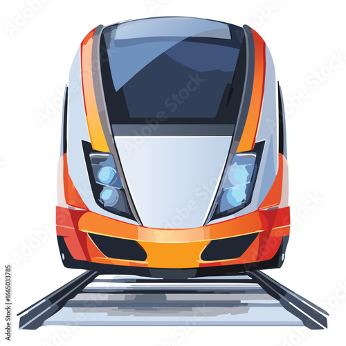 Front view of a futuristic modern high-speed train, a sleek and clean illustration of efficient travel technology
