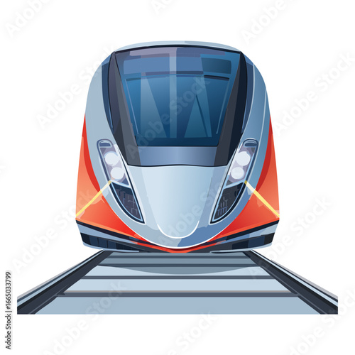 Front view of a modern high-speed bullet train, a sleek and futuristic representation of fast and efficient travel
