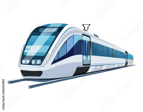 Front view of a modern high-speed bullet train, a sleek and futuristic representation of fast and efficient travel
