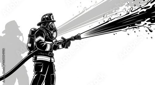 "Courage, water, and duty – vector firefighters protecting lives and homes
