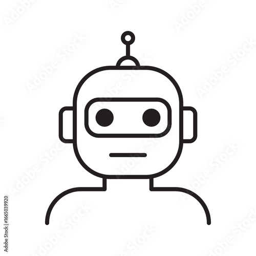 Robot Head Outline Icon. Artificial Intelligence, chat bot