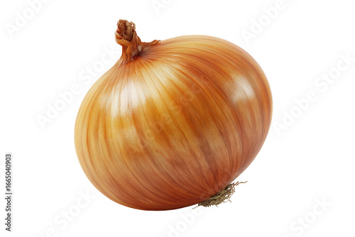 Wallpaper Mural Close-up of a single, whole onion.  Its light brownish-tan skin has prominent,  horizontal ridges.  A small stem is visible at the top Torontodigital.ca