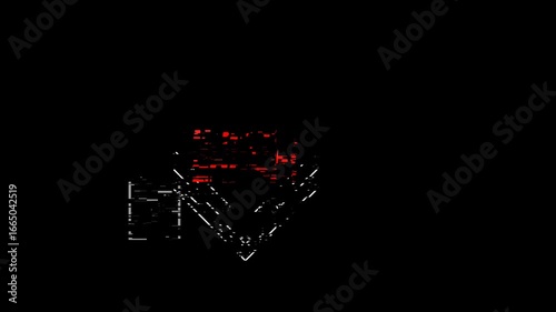 Glitchy Digital ERROR 404 File Not Found Message in Red, with a Flickering Effect on a Transparent Alpha Background