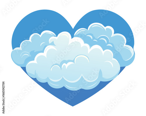 Adorable heart-shaped cloud icons with a glossy finish, ideal for social media, digital stickers, or romantic designs.