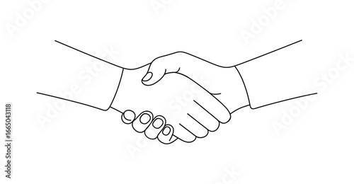 Simple linear drawing of a handshake symbolizing agreement and partnership