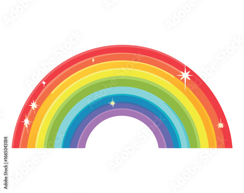 Bright and classic rainbow arch, a cheerful and optimistic symbol of happiness and hope for various projects.
