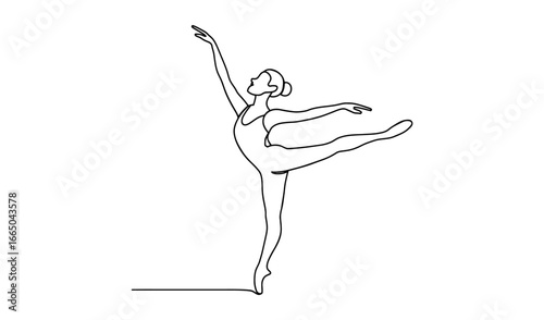 Graceful ballet dancer in simple minimalist line art style