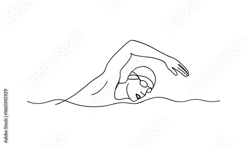 Minimalist line art of a freestyle swimmer in action