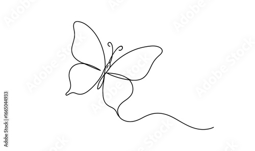 Elegant butterfly in minimalist one line art style