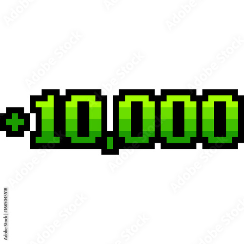 Arcade game points bonus, pixel art game score plus 
