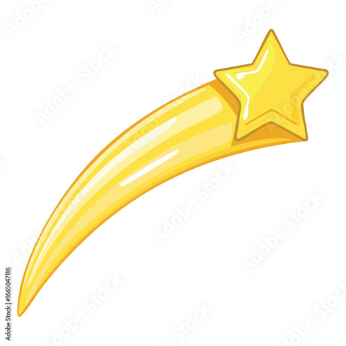A magical yellow shooting star icon with a vibrant trail, symbolizing good luck and fantasy.
