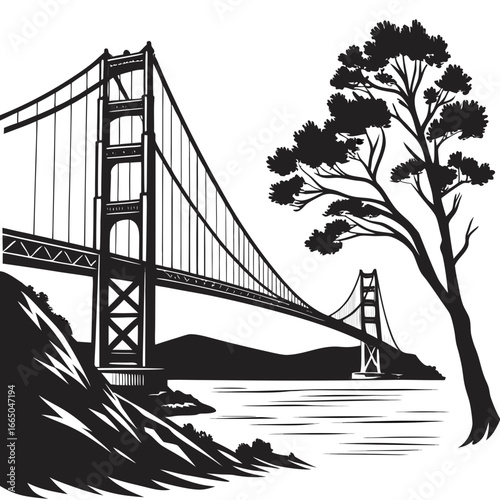 silhouette of the Golden Gate Bridge