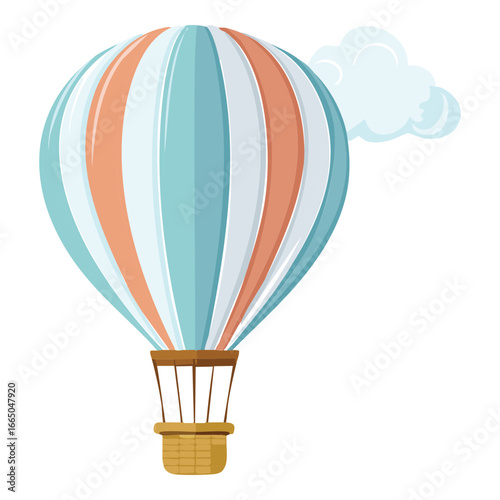 Hot air balloon floating in the sky, a peaceful transportation asset for a casual travel simulation Game