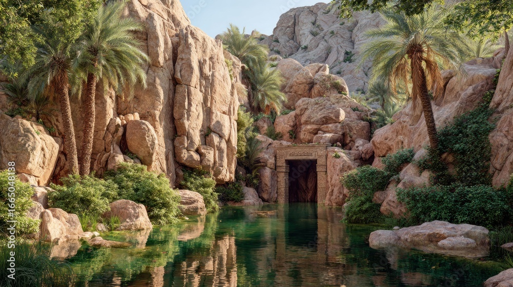 Obraz premium Desert oasis with a hidden pool