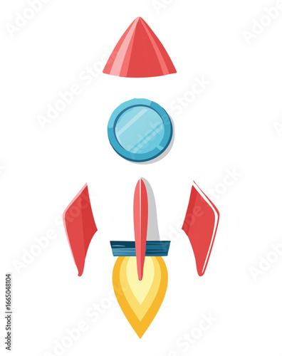 A cute cartoon-style rocket ship with a porthole and blue thruster, flying through the sky.
Tags: