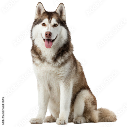 A husky dog is sitting on transparent background