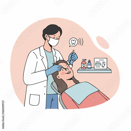 Dentist performing dental cleaning on patient in clinic, isolated on white background     