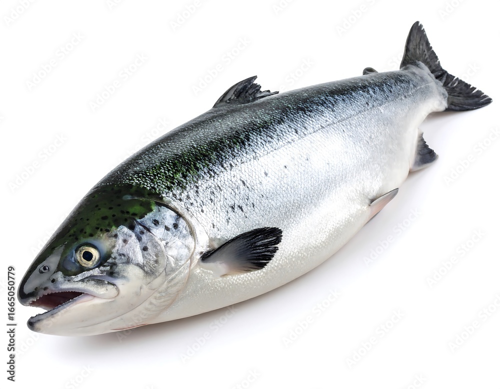 Obraz premium Fresh salmon on white background (2)