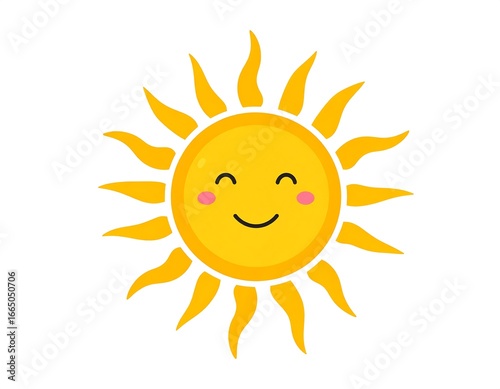 Cute cartoon sun with a happy face