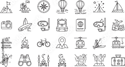 Adventure Icons Travel, Exploration, and Outdoor Recreation