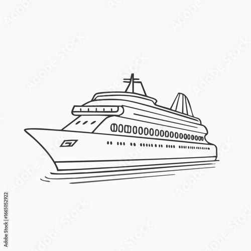 Elegant cruise liner sailing on water cruise ship vessel