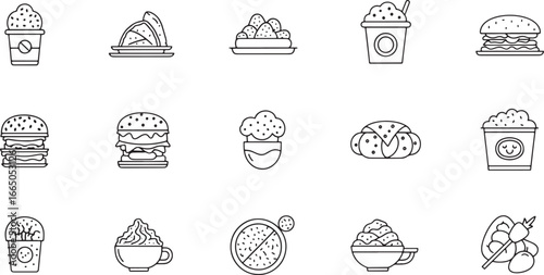 Collection of Fast Food and Dessert Icons for a Graphic Design Project