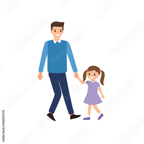 Father and daughter walking hand in hand holding hands family